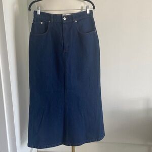 Classic NWOT $435 NANUSHKA  Dark Denim Midi Skirt sz L